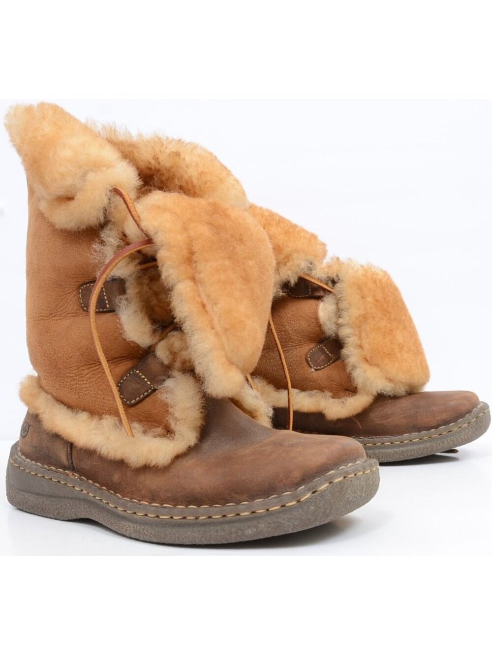 Born Nome Leather Shearling‎ Lace-Up Winter Mid-Calf Convertible Boot Women's 8 - Picture 3 of 15